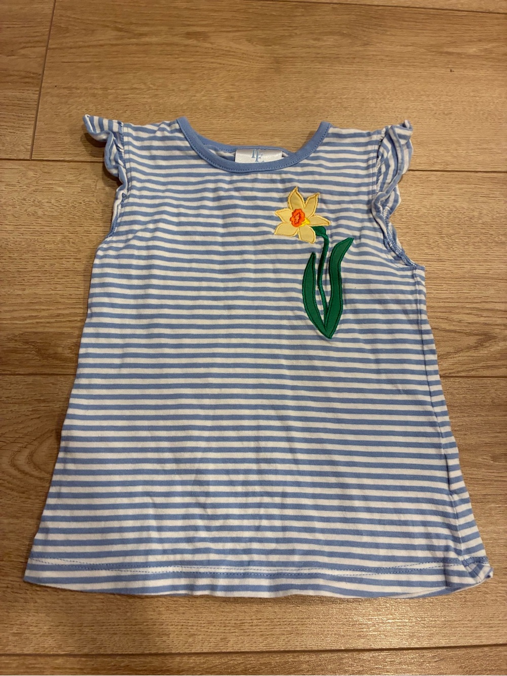 Little English Girls Pima Cotton Applique Striped Floral Dress Size 4